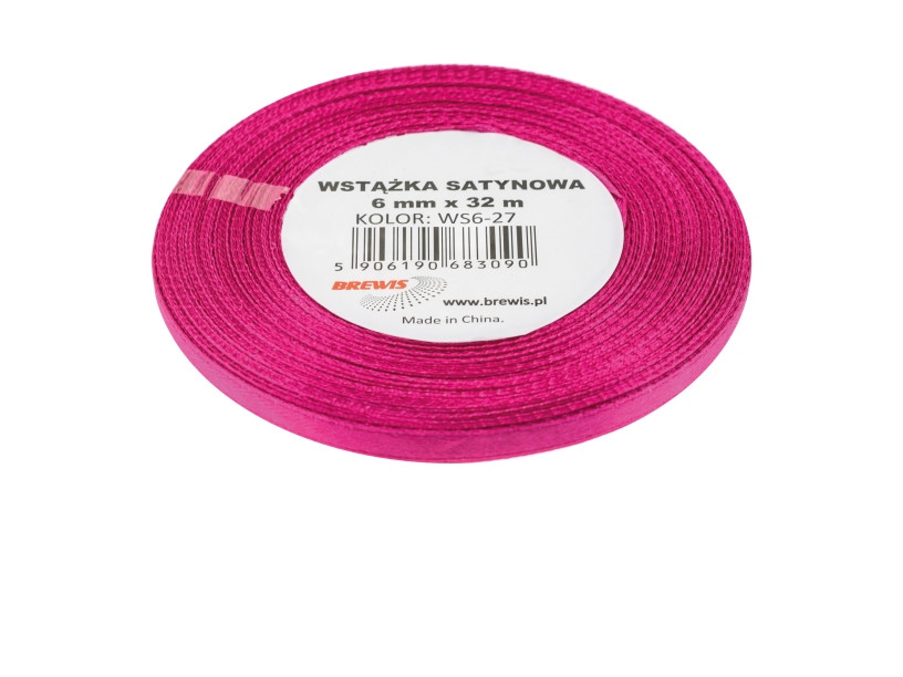 Wstążka satynowa 6mmx32m różowa Brewis